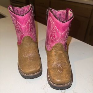 Shyanne Kids Pink and Tan Western Boots